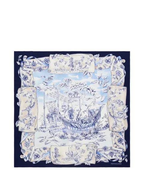 Voyage-print silk scarf by FERRAGAMO