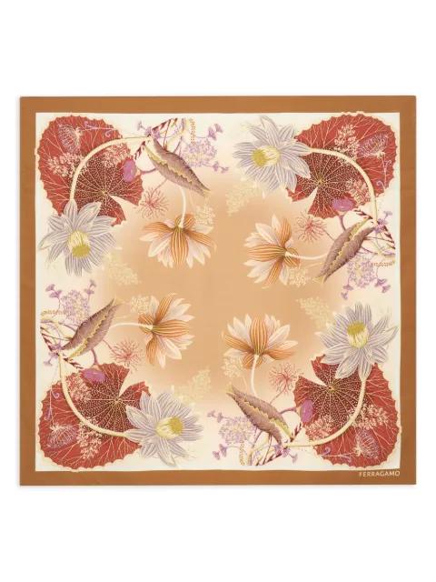 Water Lilies printed silk scarf by FERRAGAMO