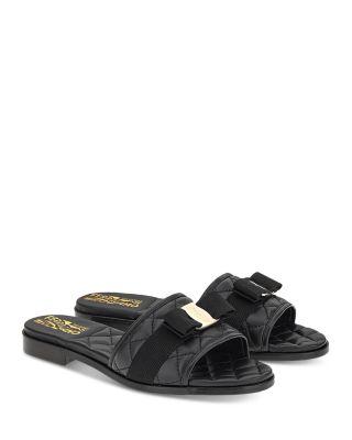 Women's Lovec Q Bow Accent Quilted Slide Sandals by FERRAGAMO