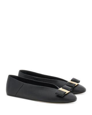 Women's Vanna Leather Hardware Bow Flats by FERRAGAMO