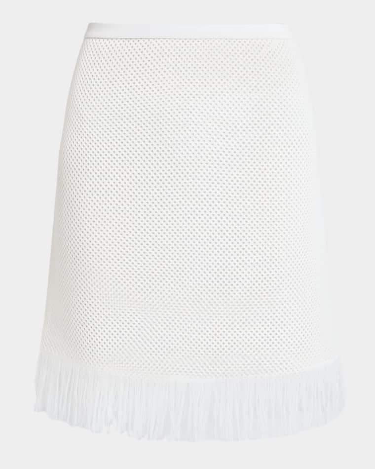 Wool Mesh Knit Fringed Mini Skirt by FERRAGAMO