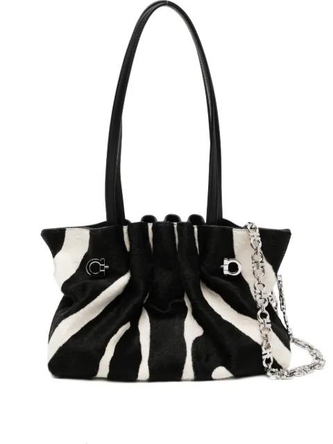 animal-printed calf hair shoulder bag by FERRAGAMO