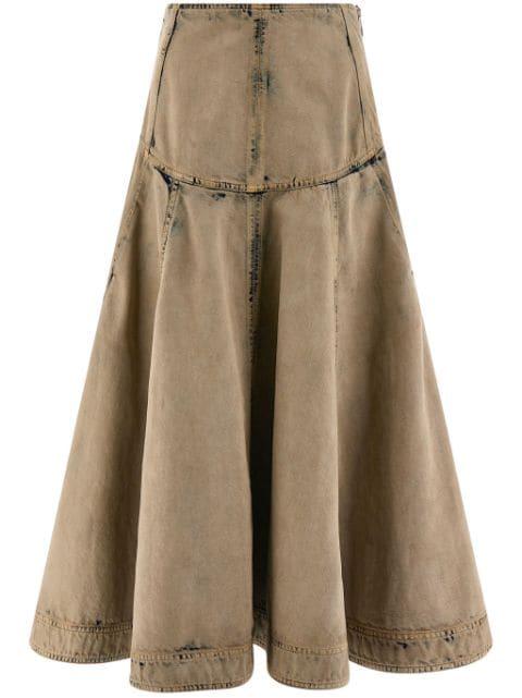 bleach-wash denim midi skirt by FERRAGAMO