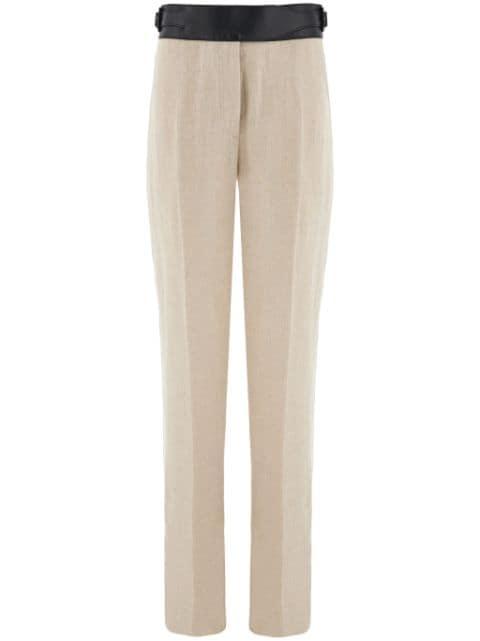 contrast-belt tailored linen trousers by FERRAGAMO
