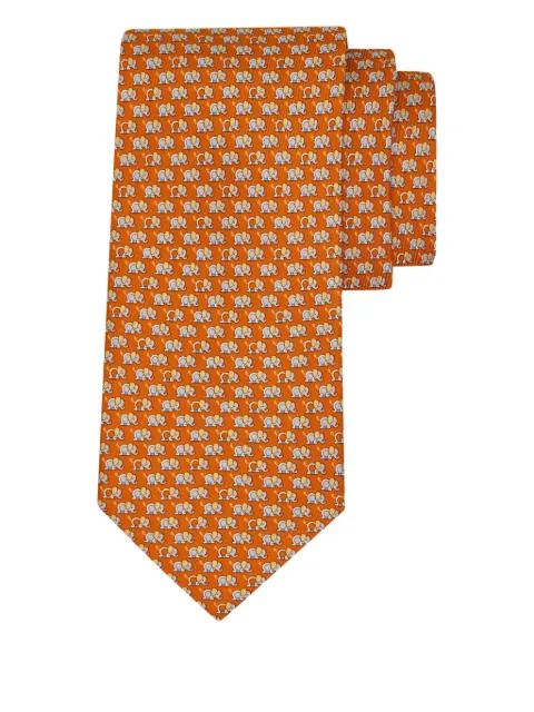 elephant gancini silk tie by FERRAGAMO