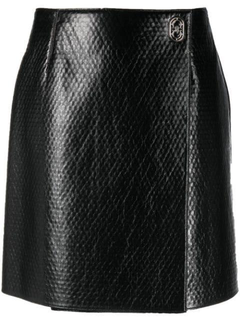 embossed wrap leather skirt by FERRAGAMO