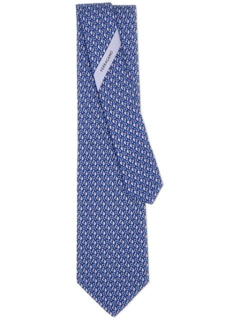 equestrian-print silk tie by FERRAGAMO