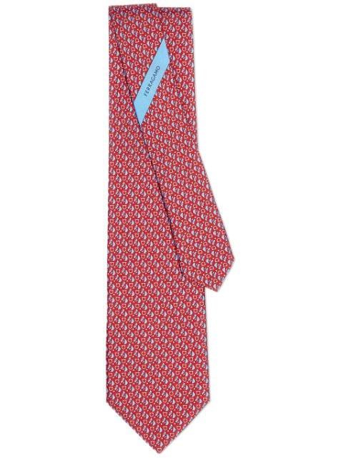 equestrian-print silk tie by FERRAGAMO