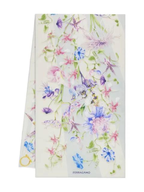 floral bloom print silk scarf by FERRAGAMO