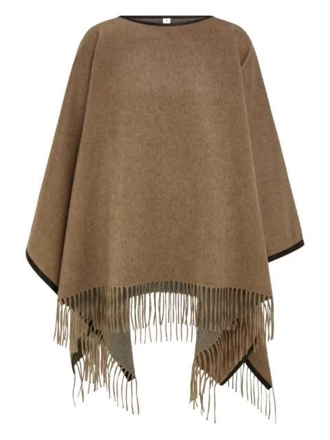 fringe leather trim cape by FERRAGAMO