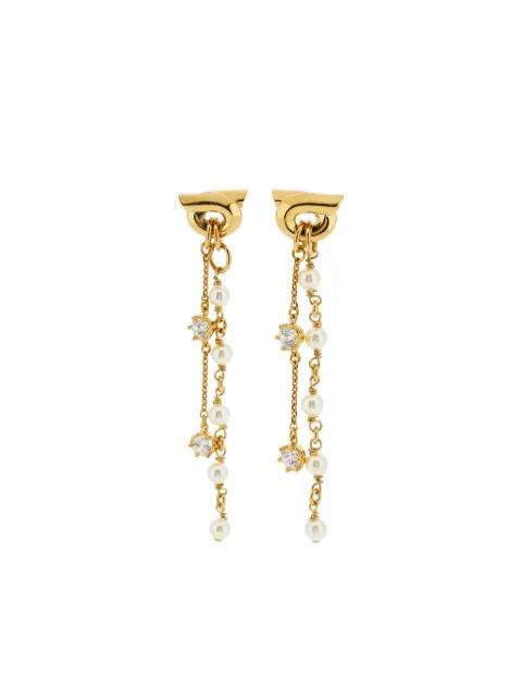 gancini crystal pearl earrings by FERRAGAMO