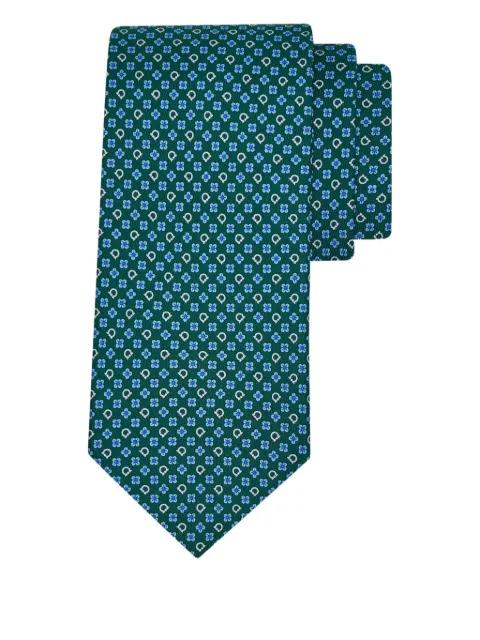 gancini flower print silk tie by FERRAGAMO