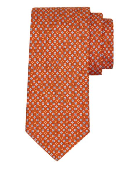 gancini flower print silk tie by FERRAGAMO