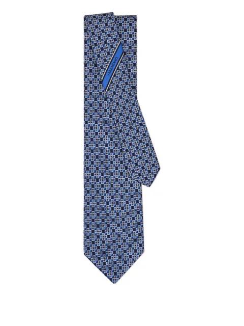 gancini square print silk tie by FERRAGAMO