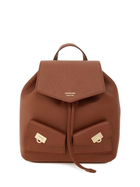 geometric-flap drawstring backpack by FERRAGAMO