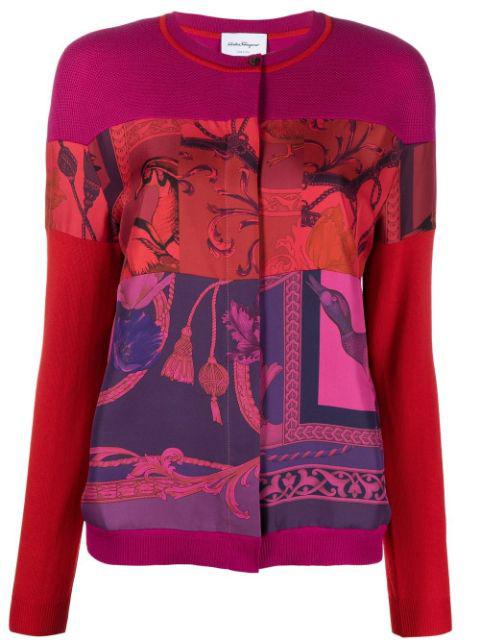 heritage-print panelled cardigan by FERRAGAMO