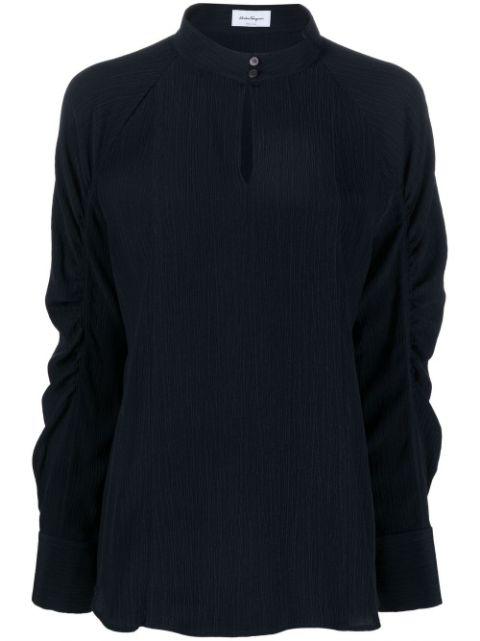 keyhole-neck longsleeved silk blouse by FERRAGAMO
