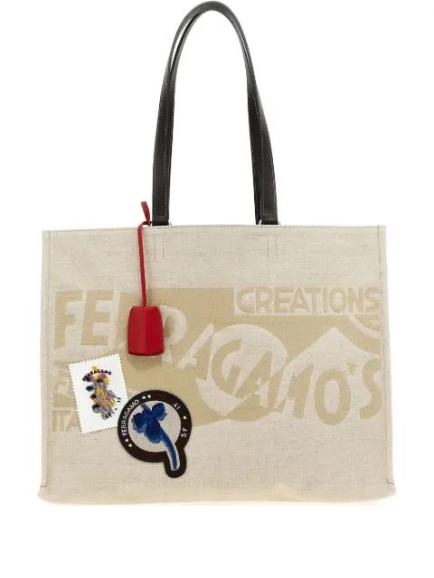 large logo-jacquard tote bag by FERRAGAMO