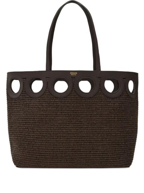 large raffia tote bag by FERRAGAMO