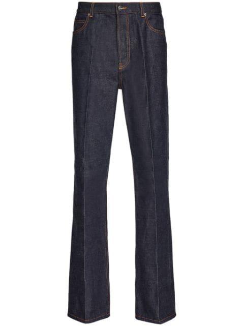 logo-appliqué contrast-stitching straight-leg jeans by FERRAGAMO