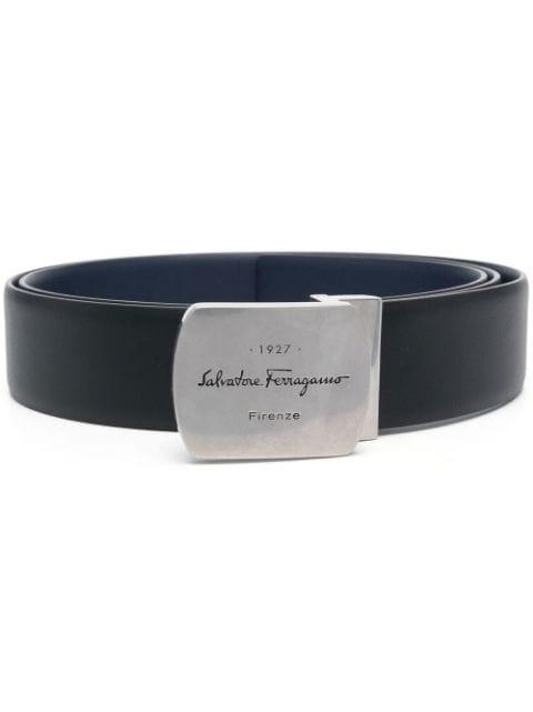 logo-buckle leather belt by FERRAGAMO