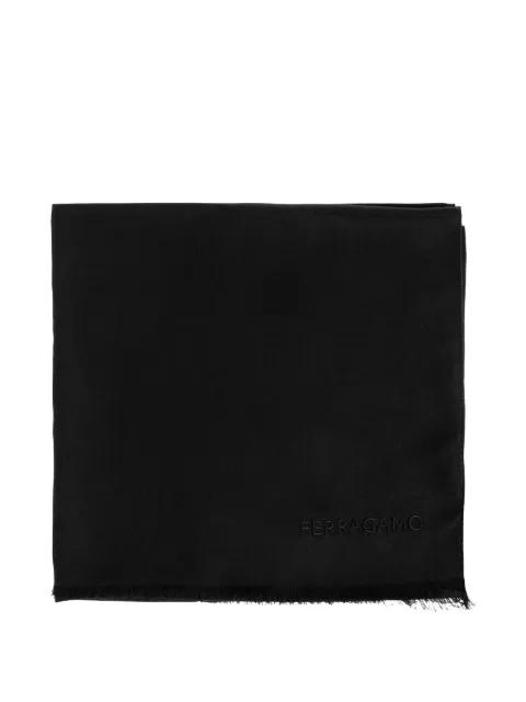 logo-embroidered frayed scarf by FERRAGAMO