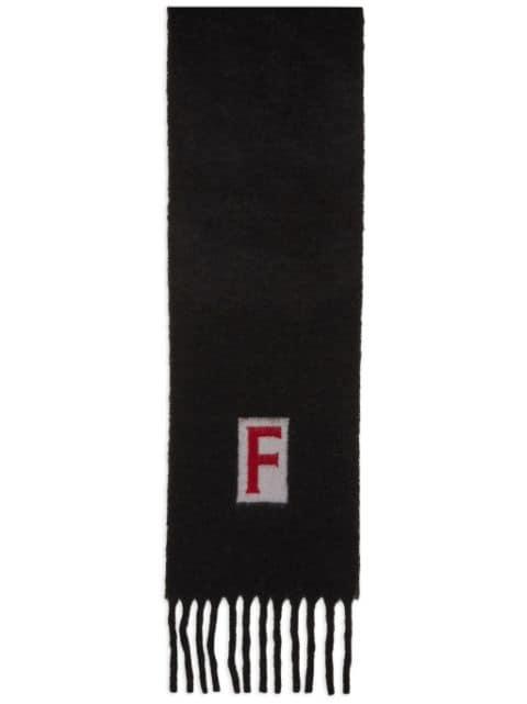 logo intarsia-knit fringed scarf by FERRAGAMO
