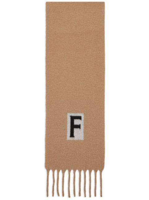 logo intarsia-knit fringed scarf by FERRAGAMO