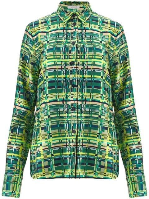 long-sleeved checkered silk shirt by FERRAGAMO