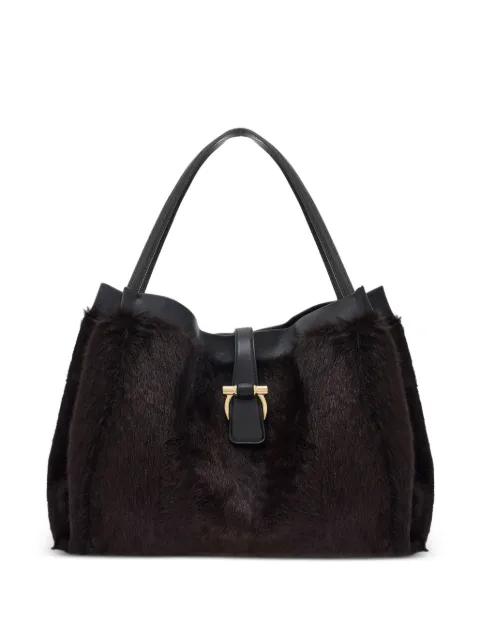 mink-effect leather tote bag by FERRAGAMO