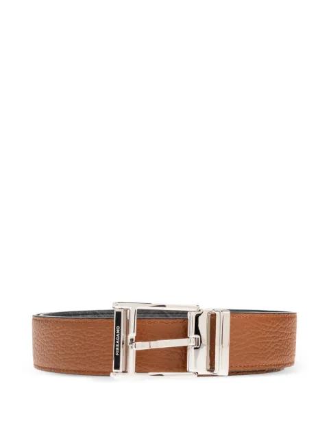 monogram-embossed reversible leather belt by FERRAGAMO