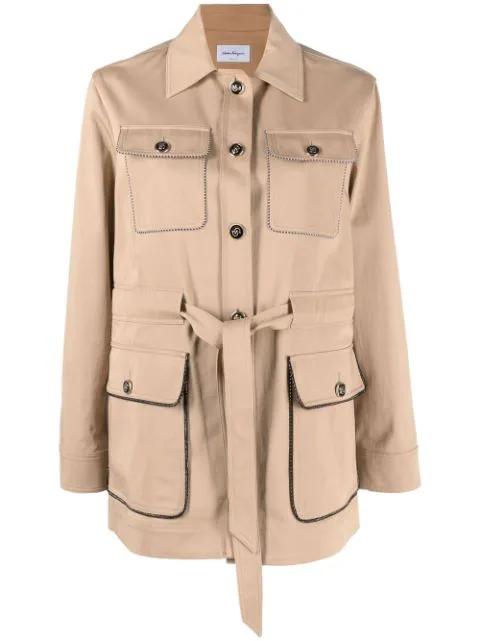 pocket-detail belted jacket by FERRAGAMO