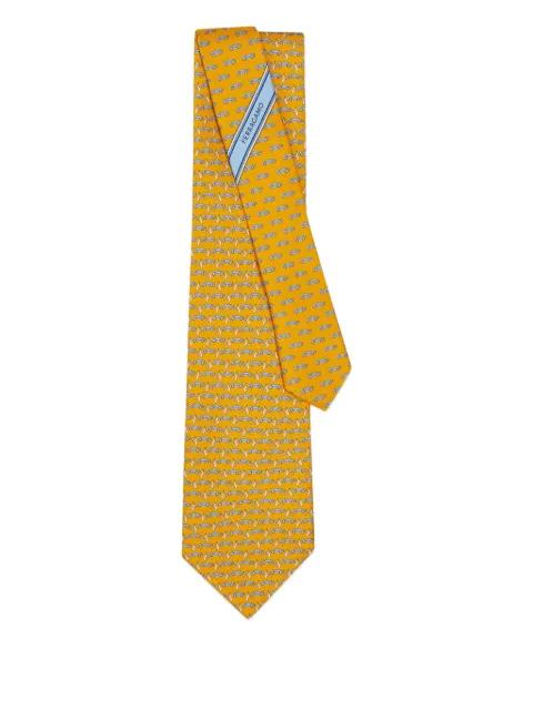 race-print silk tie by FERRAGAMO