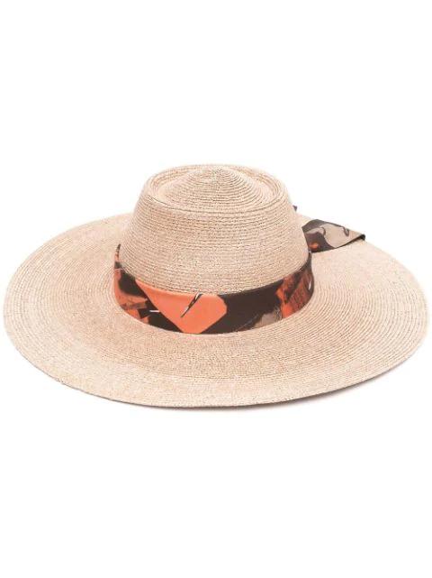 ribbon-tie straw hat by FERRAGAMO