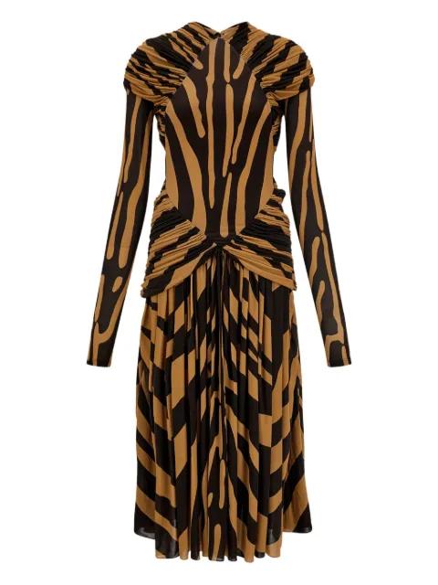 ruched-detail zebra midi dress by FERRAGAMO