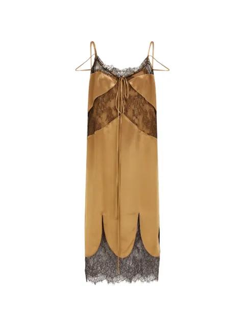 satin and lace slip dress by FERRAGAMO