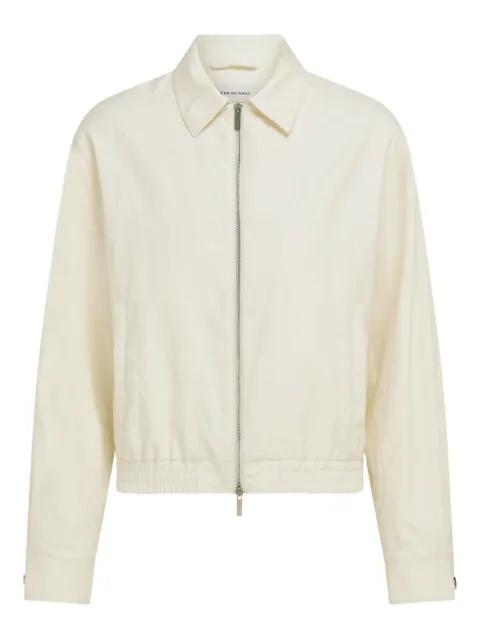 shirt collar zipped linen jacket by FERRAGAMO
