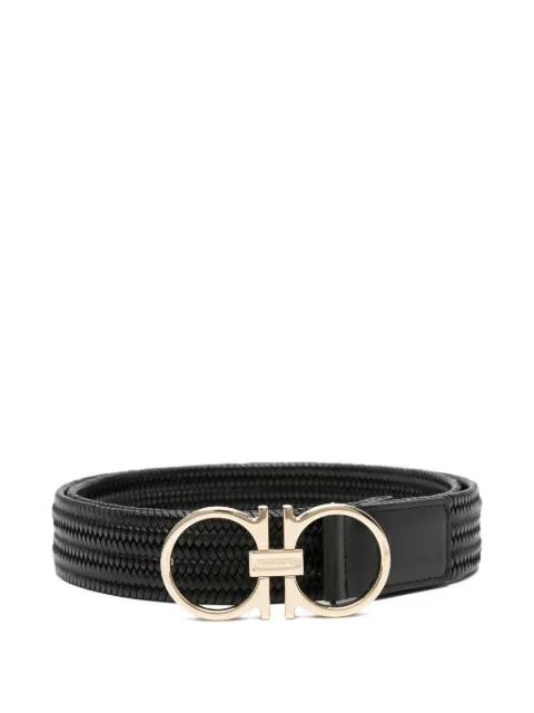 woven-leather Gancini buckle belt by FERRAGAMO