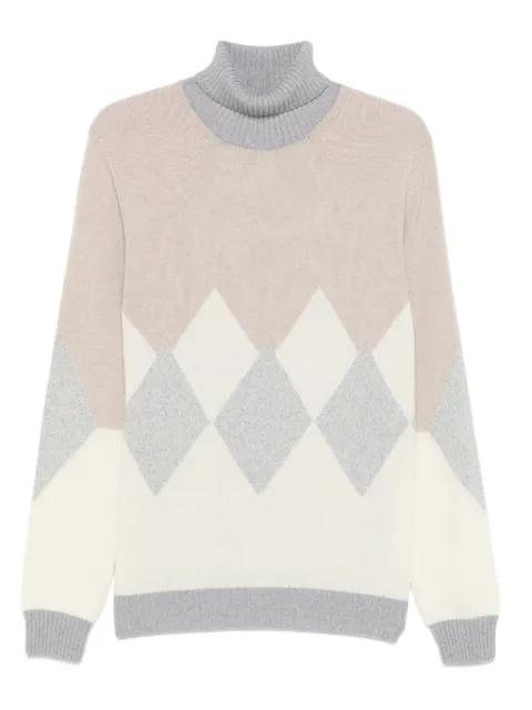 diamond-pattern roll neck sweater by FERRANTE