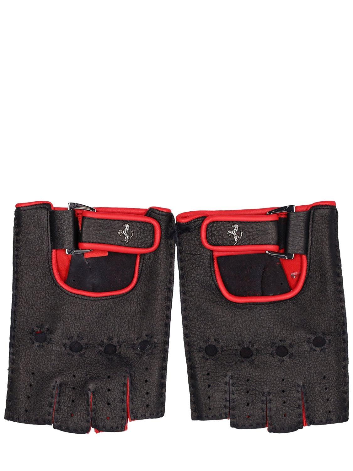 Fingerless Leather Gloves by FERRARI