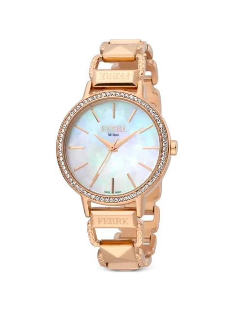Classic crystal-embellished 34mm watch by FERRE MILANO