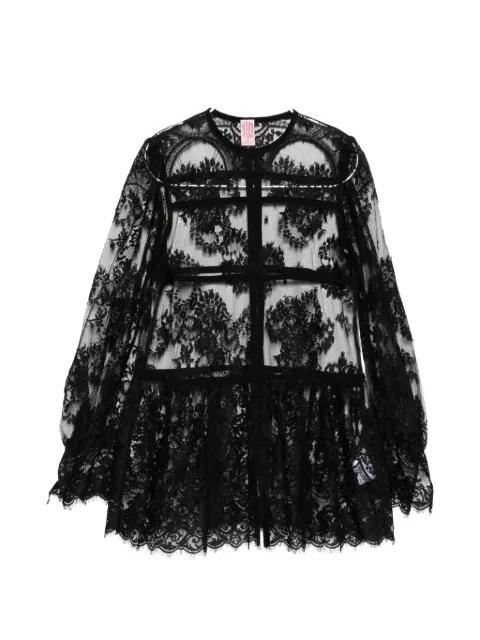 lace-panelled peplum-hem blouse by FETICO