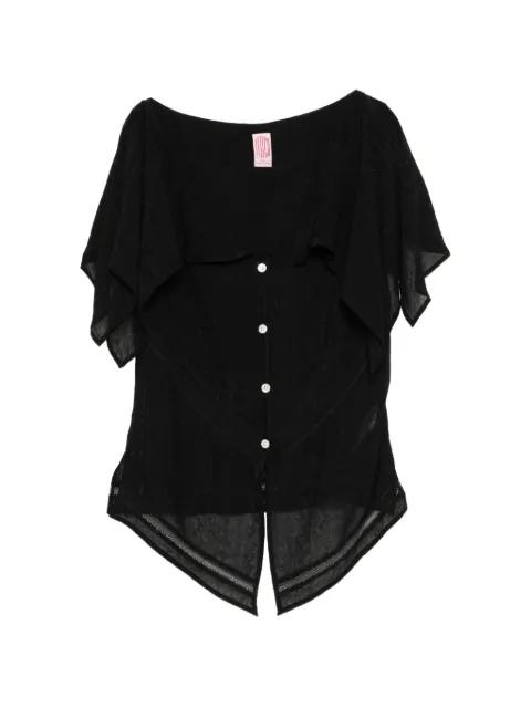 ruffled-sleeve button-up blouse by FETICO