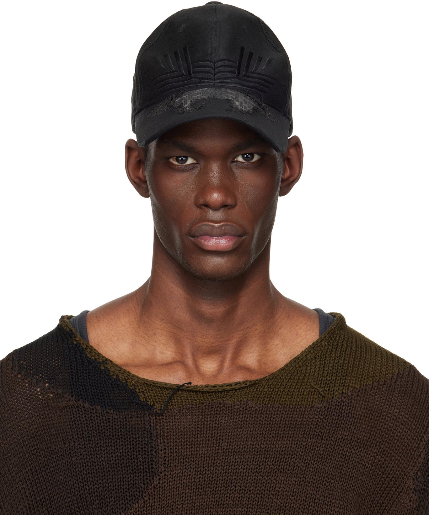 Black Laser Cut Damaged Cap by FFFPOSTALSERVICE