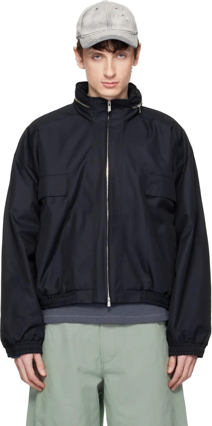 Black Reia Hooded Work Jacket by FFFPOSTALSERVICE