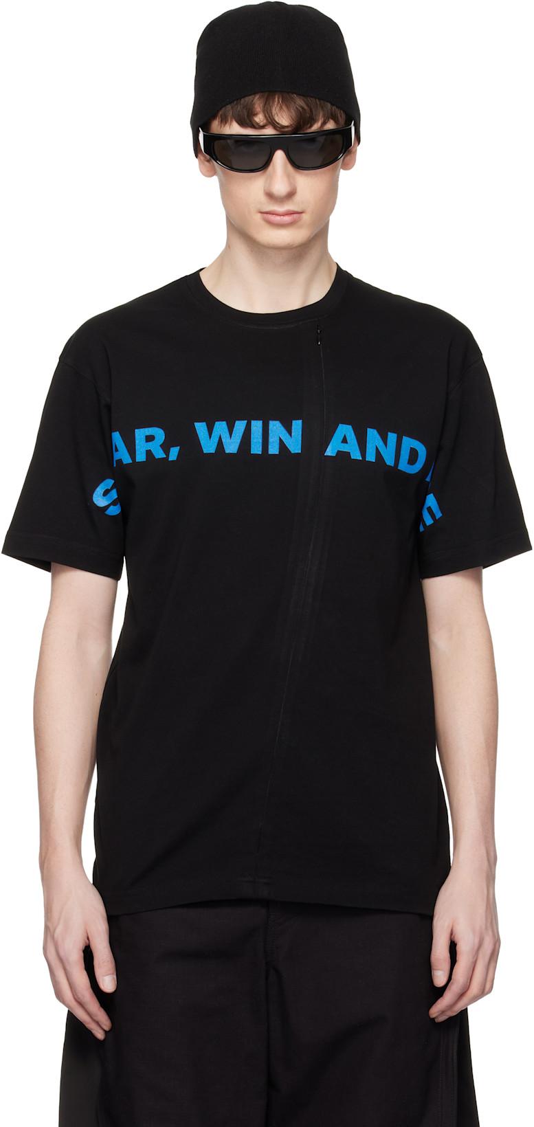 Black SWAF Conceal Zip T-Shirt by FFFPOSTALSERVICE