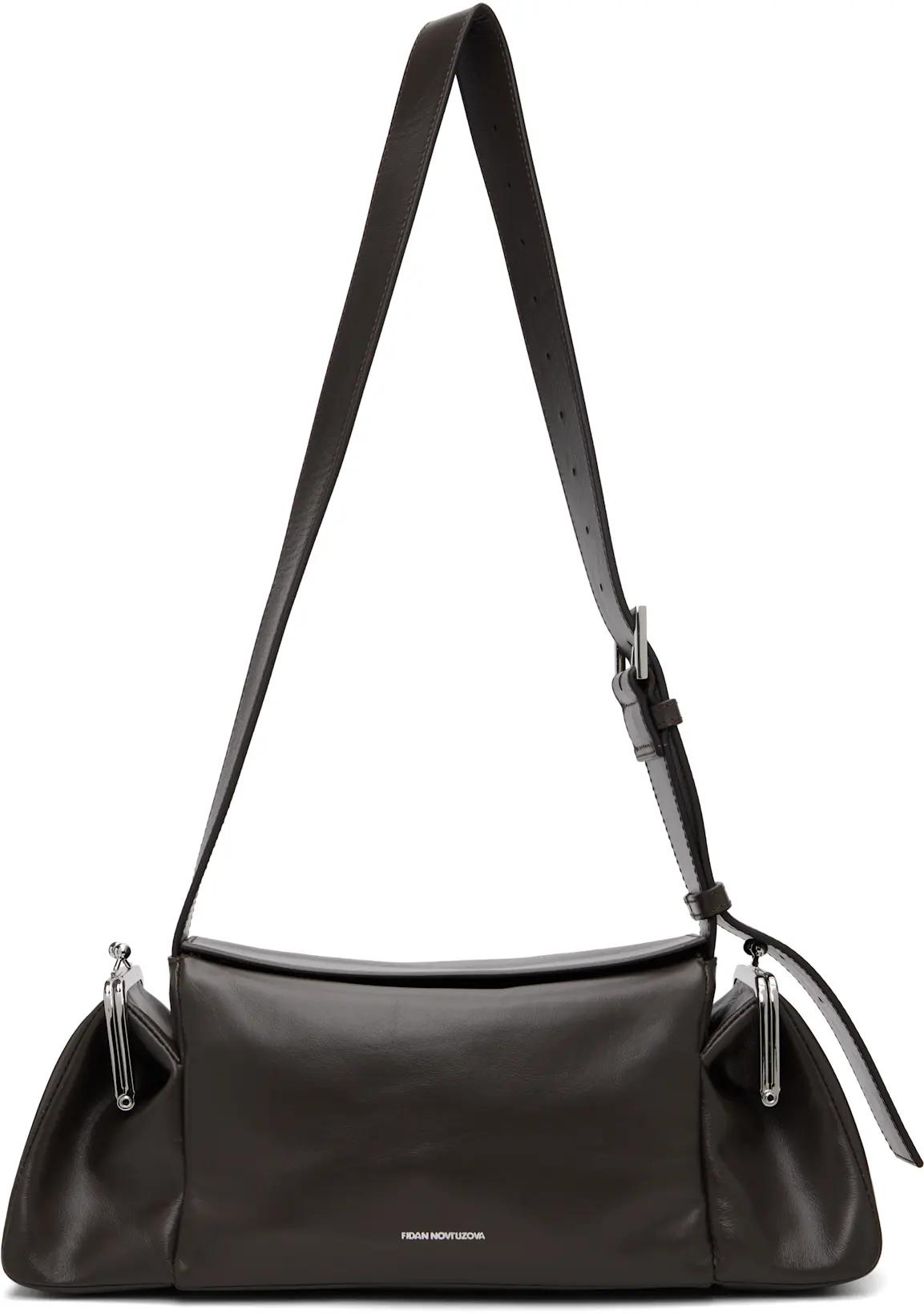 Brown Lala Leather Bag by FIDAN NOVRUZOVA