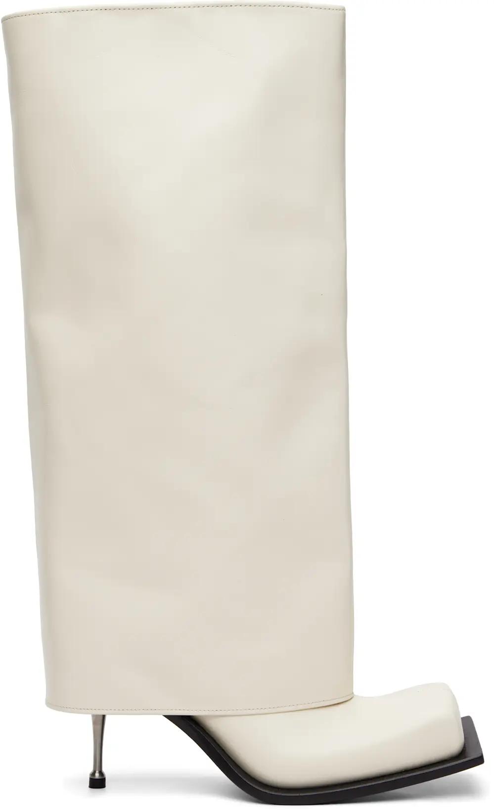 Off-White Iman Tall Boots by FIDAN NOVRUZOVA