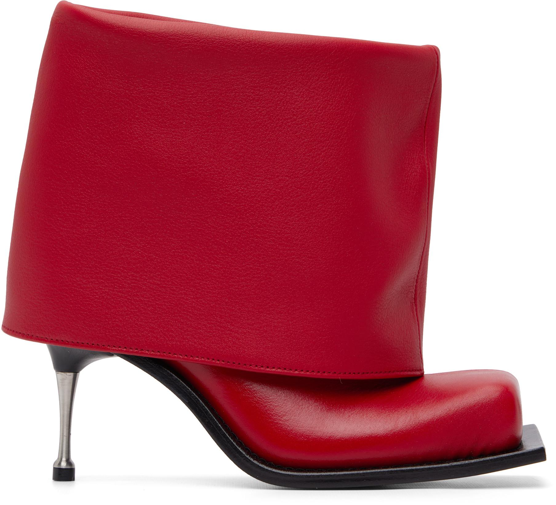Red Iman Stiletto Heel Boots by FIDAN NOVRUZOVA