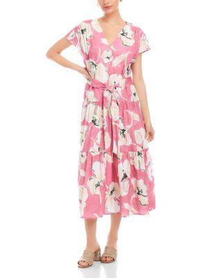 Kristine Tiered Front Slit Midi Dress by FIFTEEN TWENTY